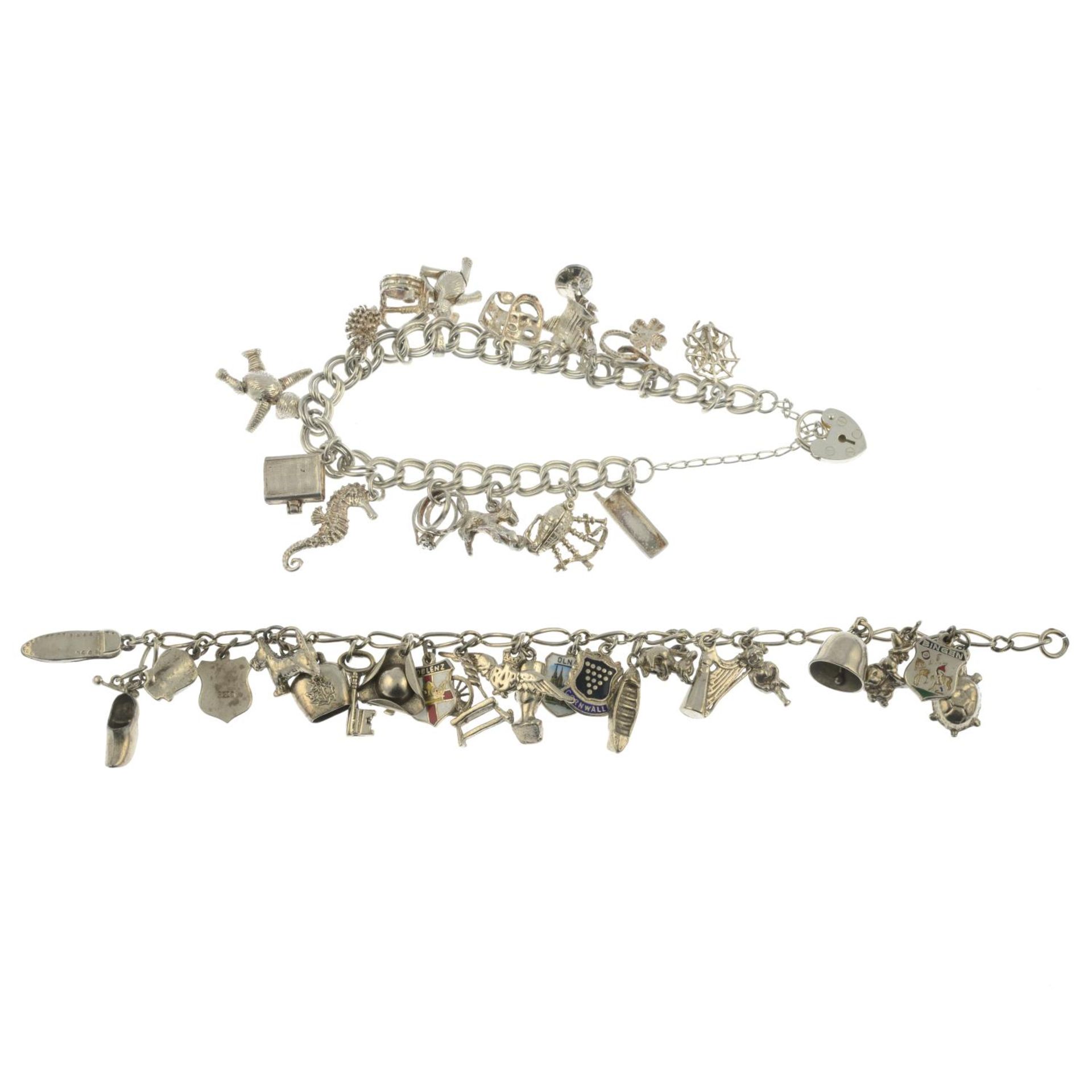 Three charm bracelets.Stamped 925. - Image 2 of 2