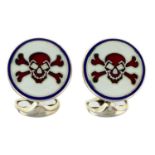 A pair of enamel skull cufflinks, by Deakin & Francis.Makers marks for Deakin & Francis.