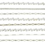 Eight cubic zirconia line bracelets.