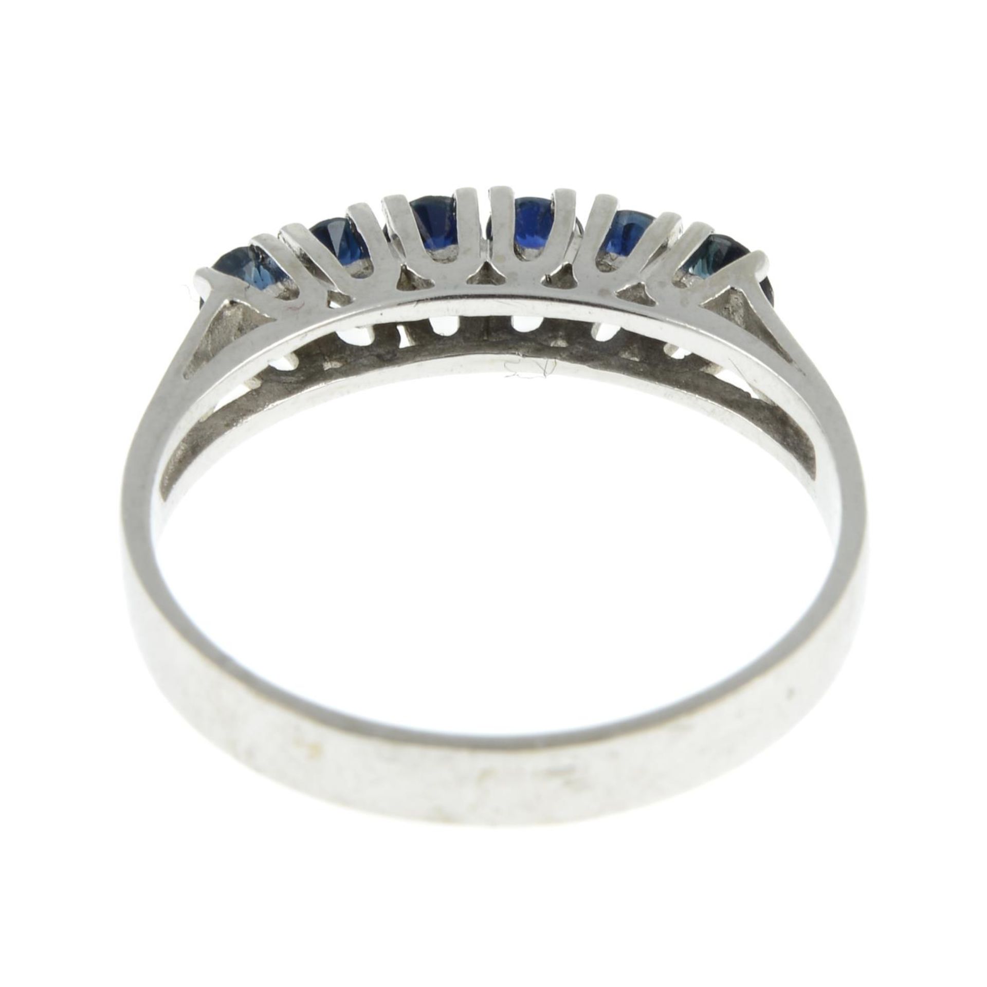 A sapphire band ring.Stamped 585 PD.Ring size K1/2. - Image 2 of 3