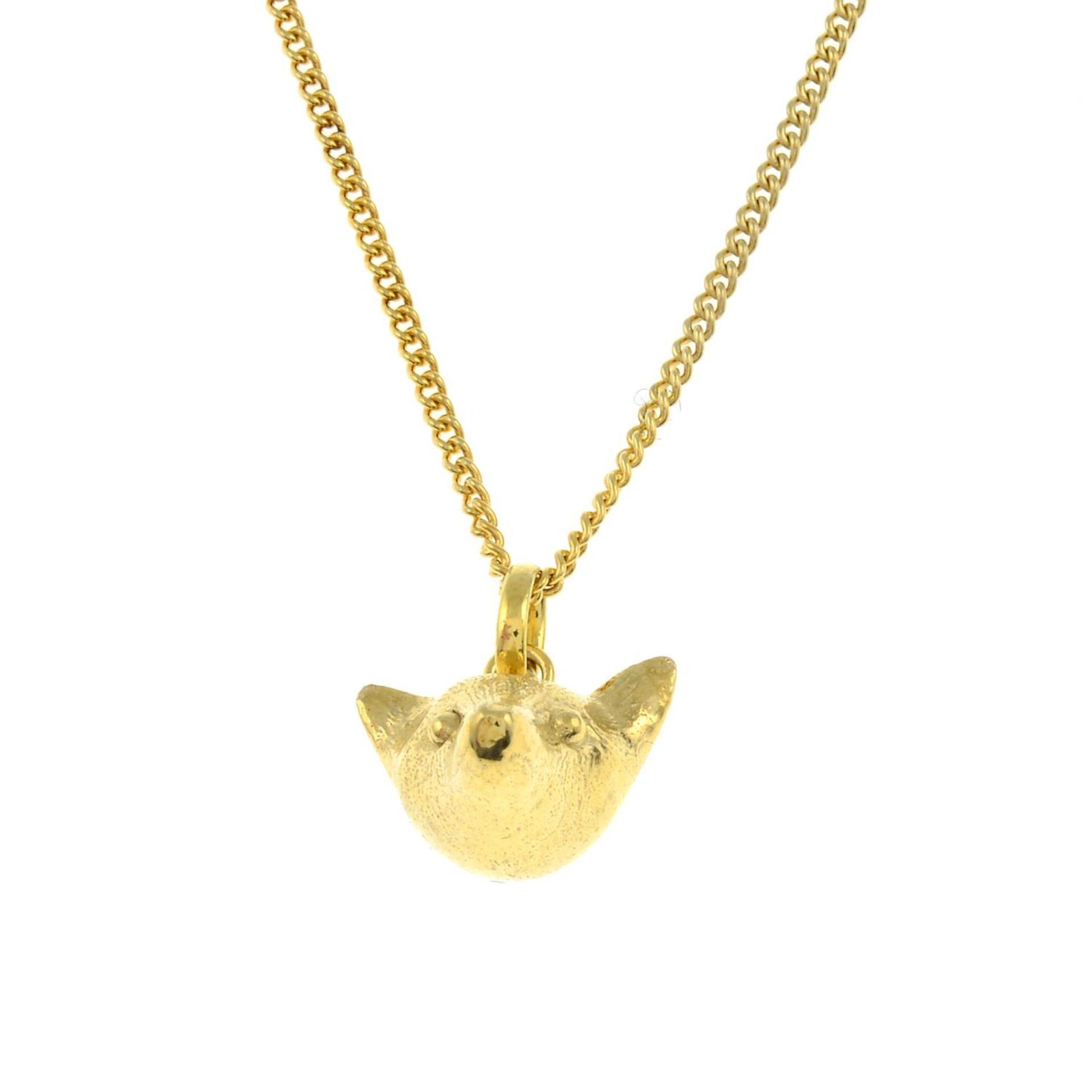 Two gold plated cupid heart necklaces and a fox pendant with chain, - Bild 2 aus 2
