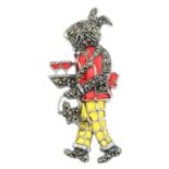 A plique-a-jour enamel rabbit brooch with ruby and pyrite detail.May also be worn as a