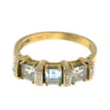 A 9ct gold topaz and diamond ring.Hallmarks for London.Ring size O1/2.