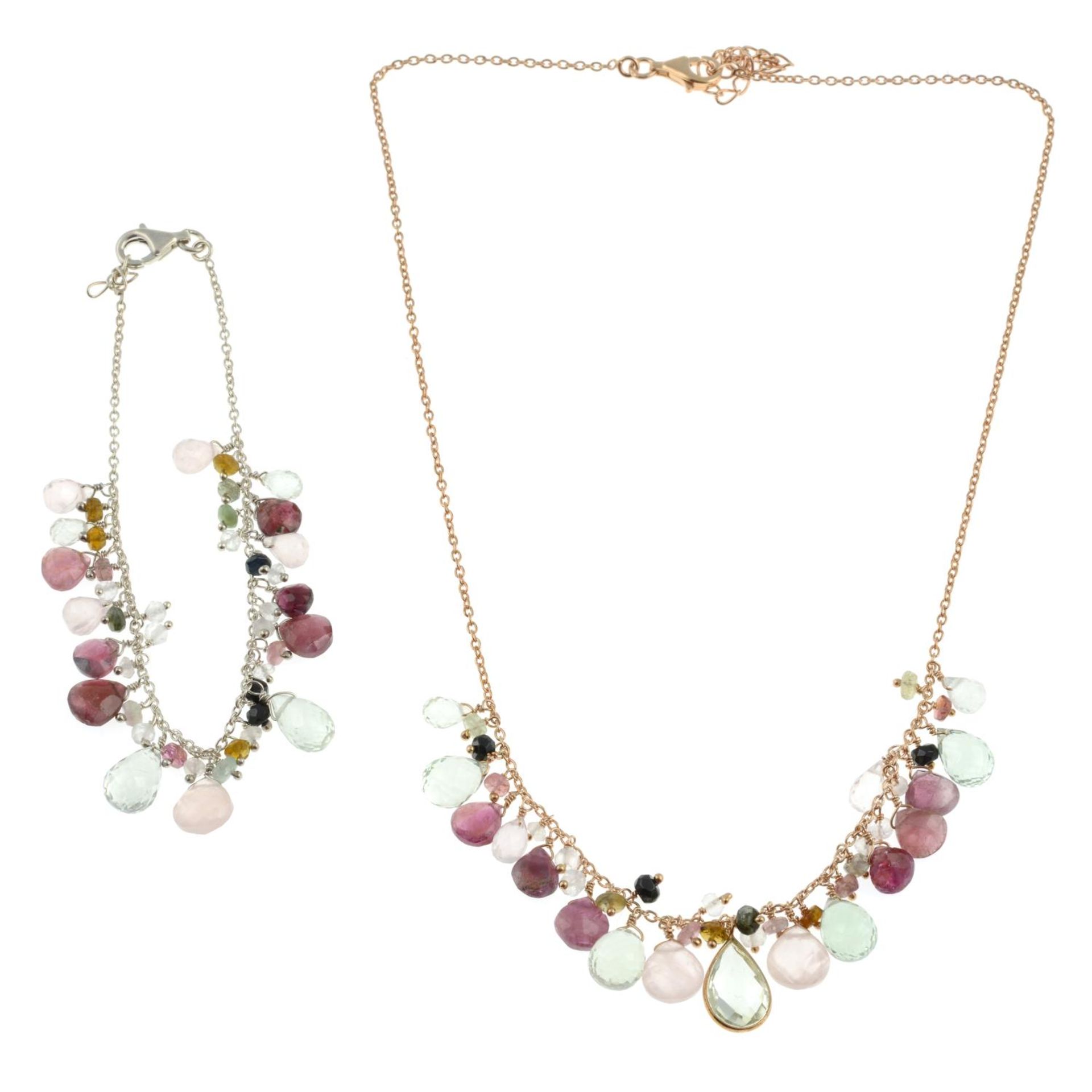 A tourmaline and gem set necklace, - Image 3 of 3