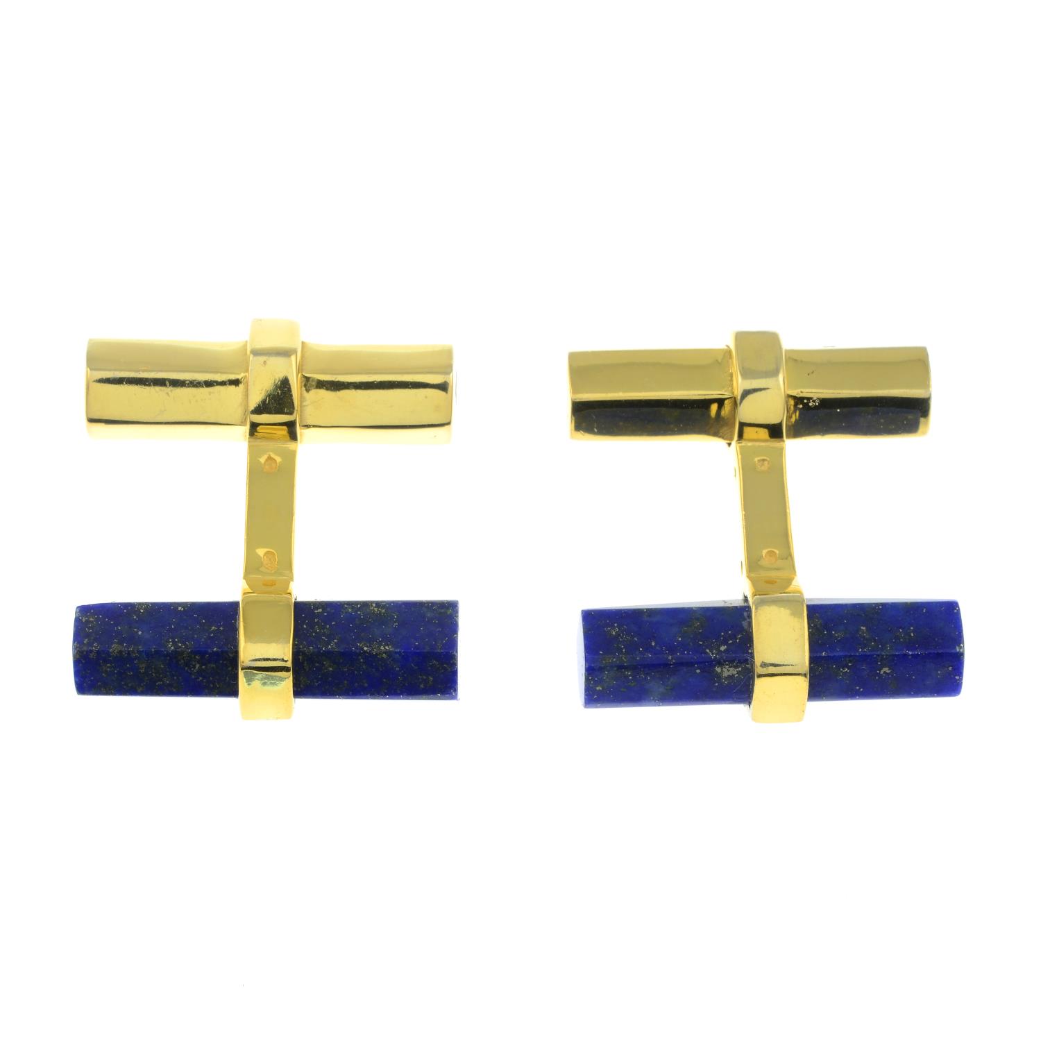 A pair of lapis lazuli cufflinks.Stamped 925.Length 2.5cms. - Image 2 of 2