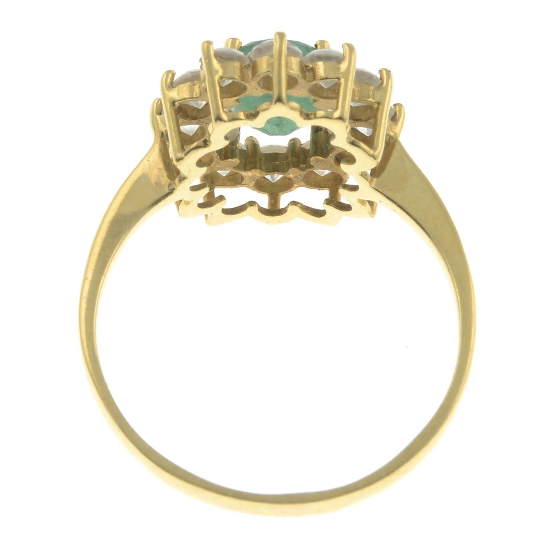 An emerald and cubic zirconia cluster ring.Ring size N. - Image 2 of 2