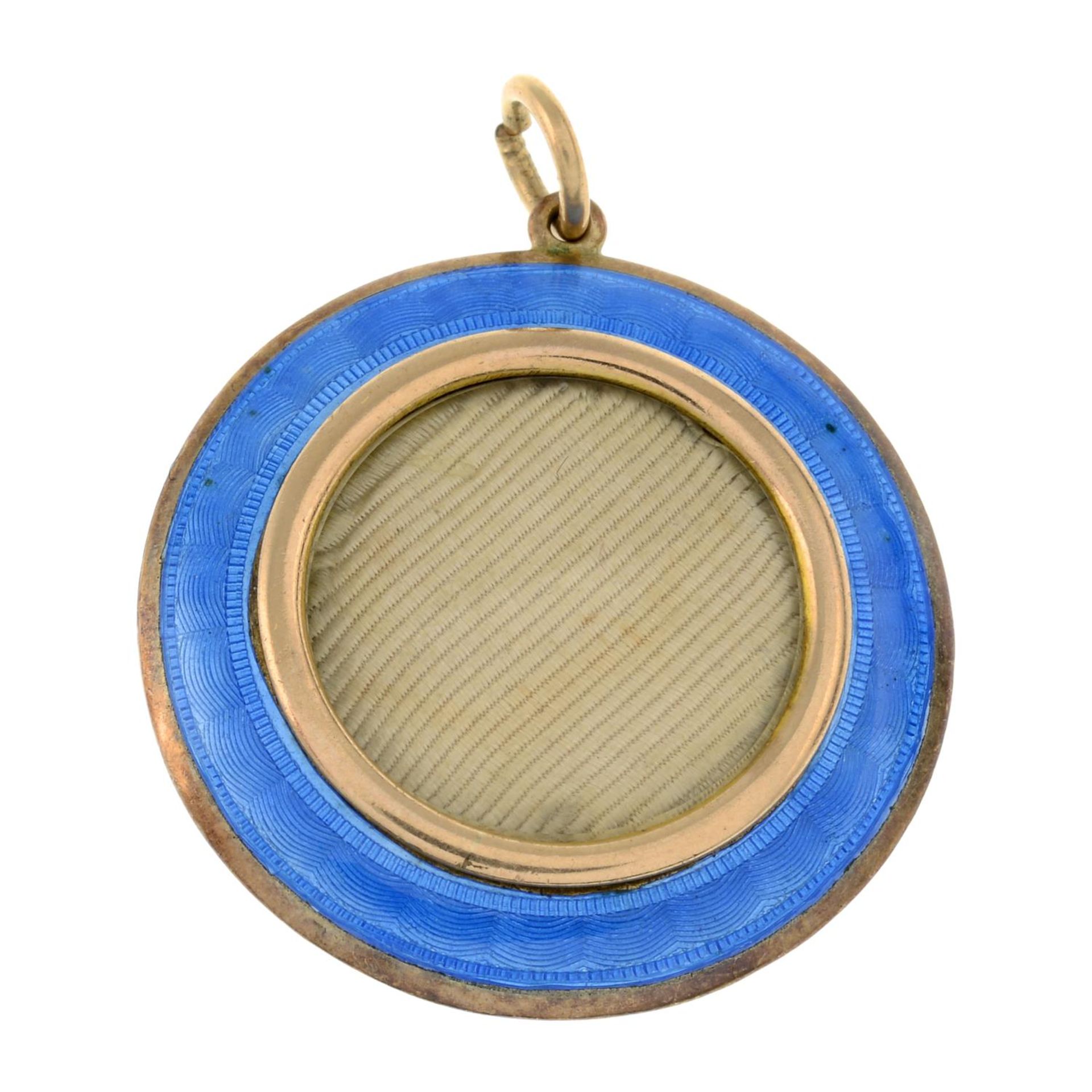 A diamond and cultured pearl enamel locket. - Image 2 of 2