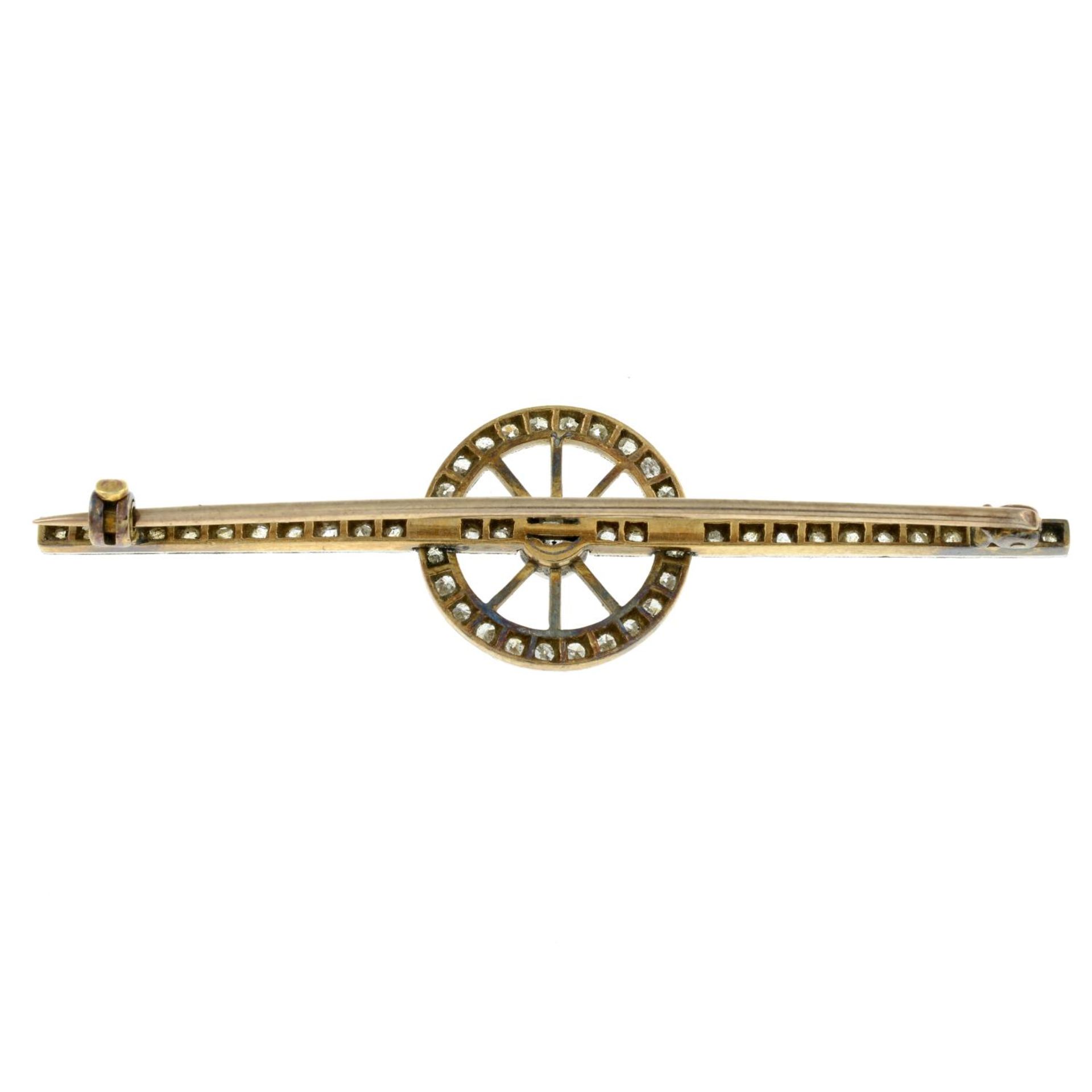 An old cut diamond eight spoke wheel brooch.Length 5.4cms. - Image 2 of 2