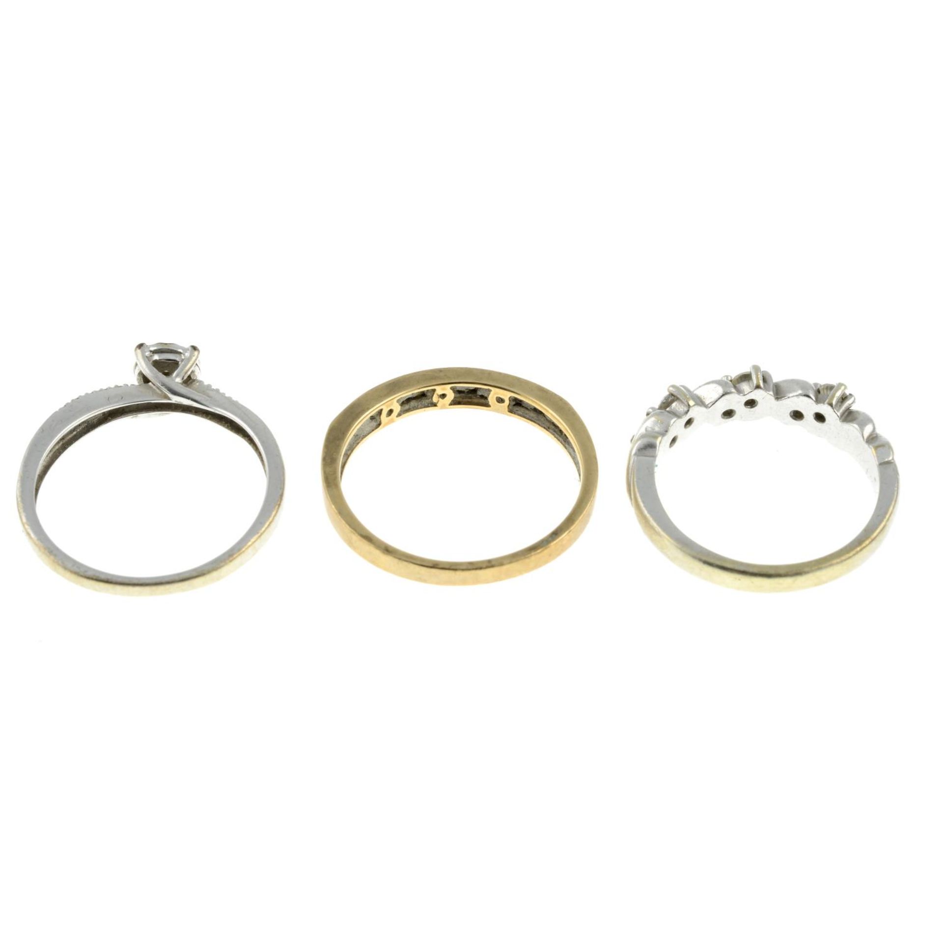 Three 9ct gold diamond rings. - Image 2 of 2