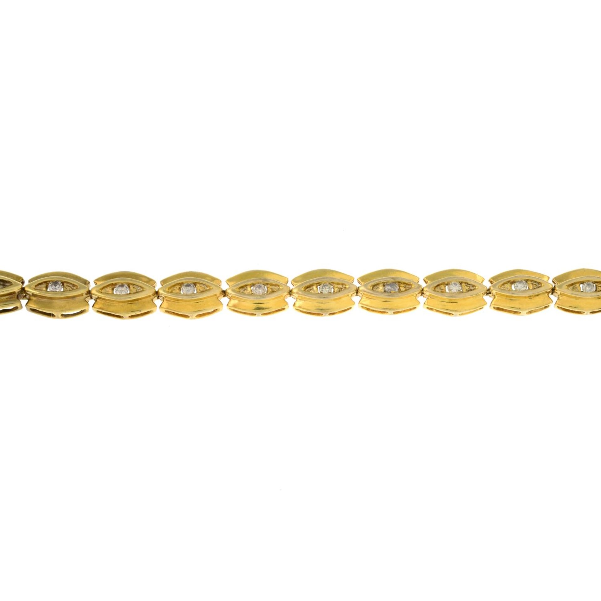 A 9ct gold brown diamond bracelet.Hallmarks for Birmingham.Length 19cms.