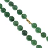 A single-row aventurine quartz necklace.Approximate dimensions of one aventurine quartz