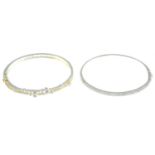 Ten bangles, to include a silver labradorite torque bangle.Two with hallmarks for silver.