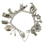 Two silver charm bracelets, two further charm bracelets and assorted charms.