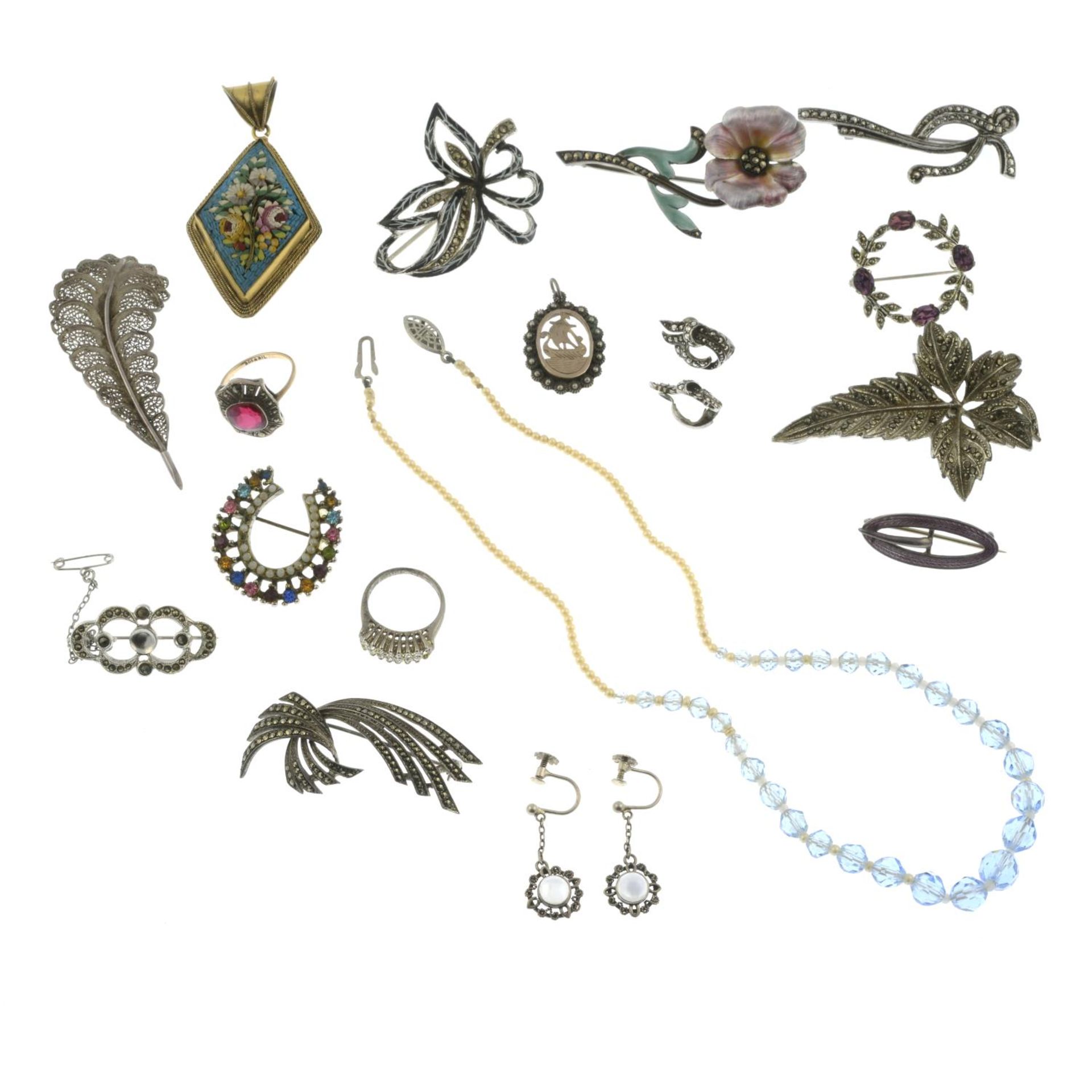 A selection of silver and costume jewellery.Some with marks to indicate silver.205.5gms. - Image 2 of 3