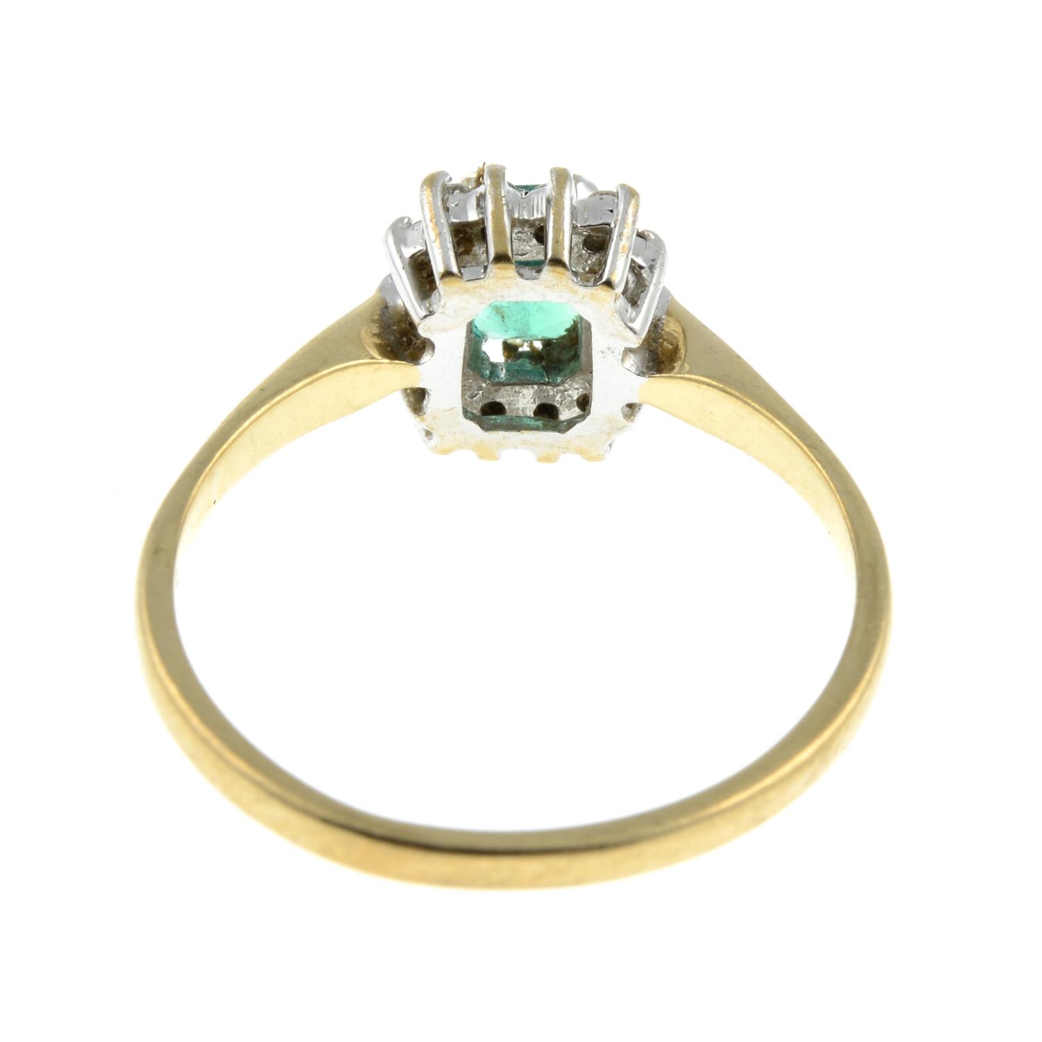 A 9ct gold synthetic emerald and diamond cluster ring.Total diamond weight 0.15ct, - Image 2 of 3