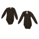 CHRISTIAN DIOR - two vintage brown wool bodysuits.