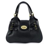 MULBERRY - a black leather hobo handbag.