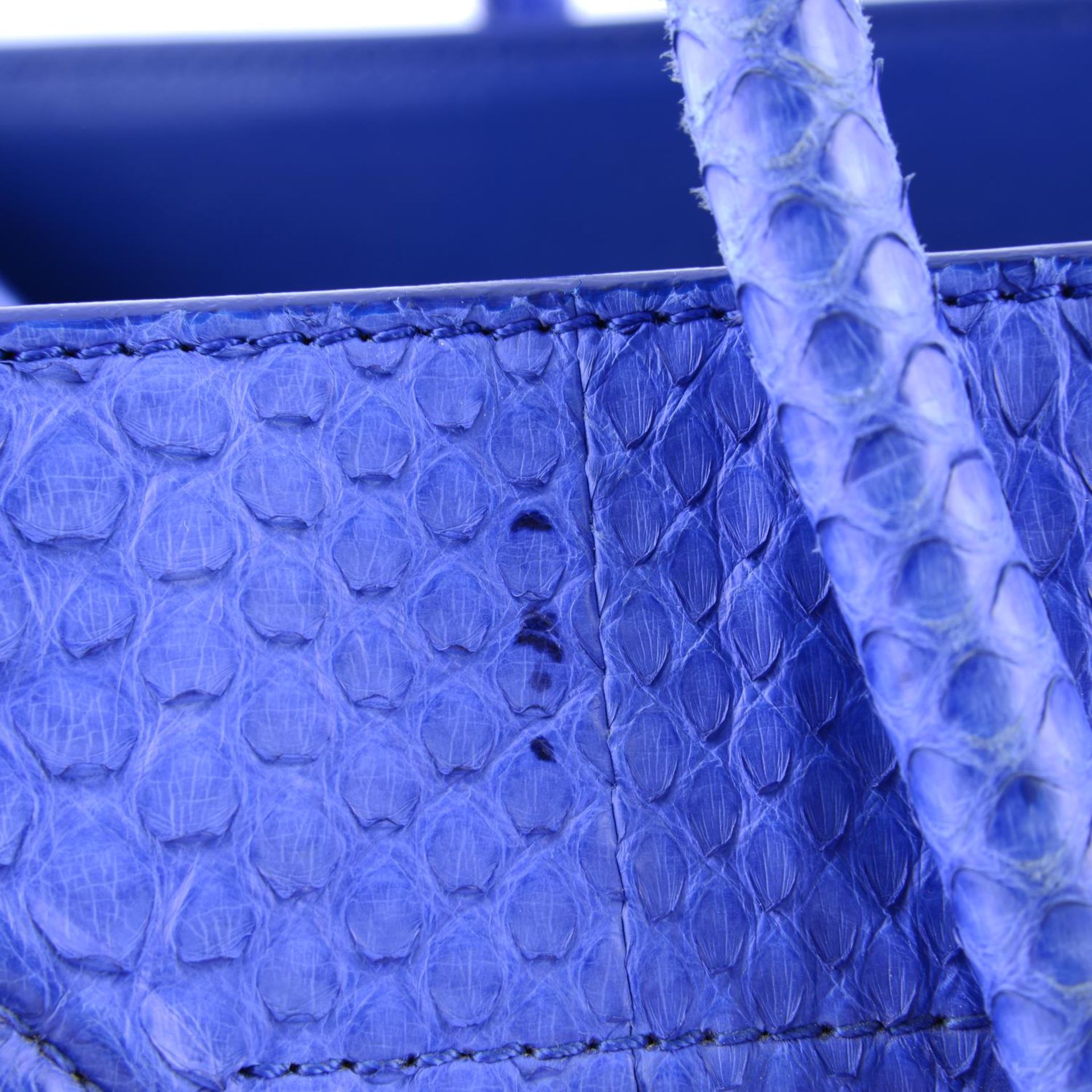 CÉLINE - a blue python skin Phantom handbag. - Image 7 of 9