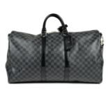 LOUIS VUITTON - a Damier Graphite Keepall Bandoulière 55 travel bag.