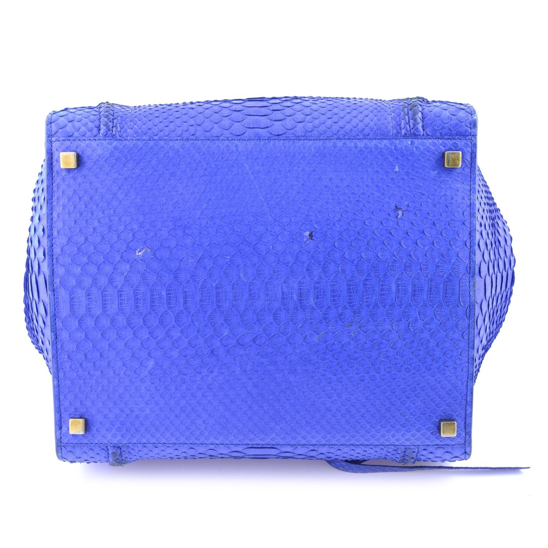 CÉLINE - a blue python skin Phantom handbag. - Image 4 of 9