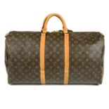 LOUIS VUITTON - a Monogram Keepall 55 luggage bag.