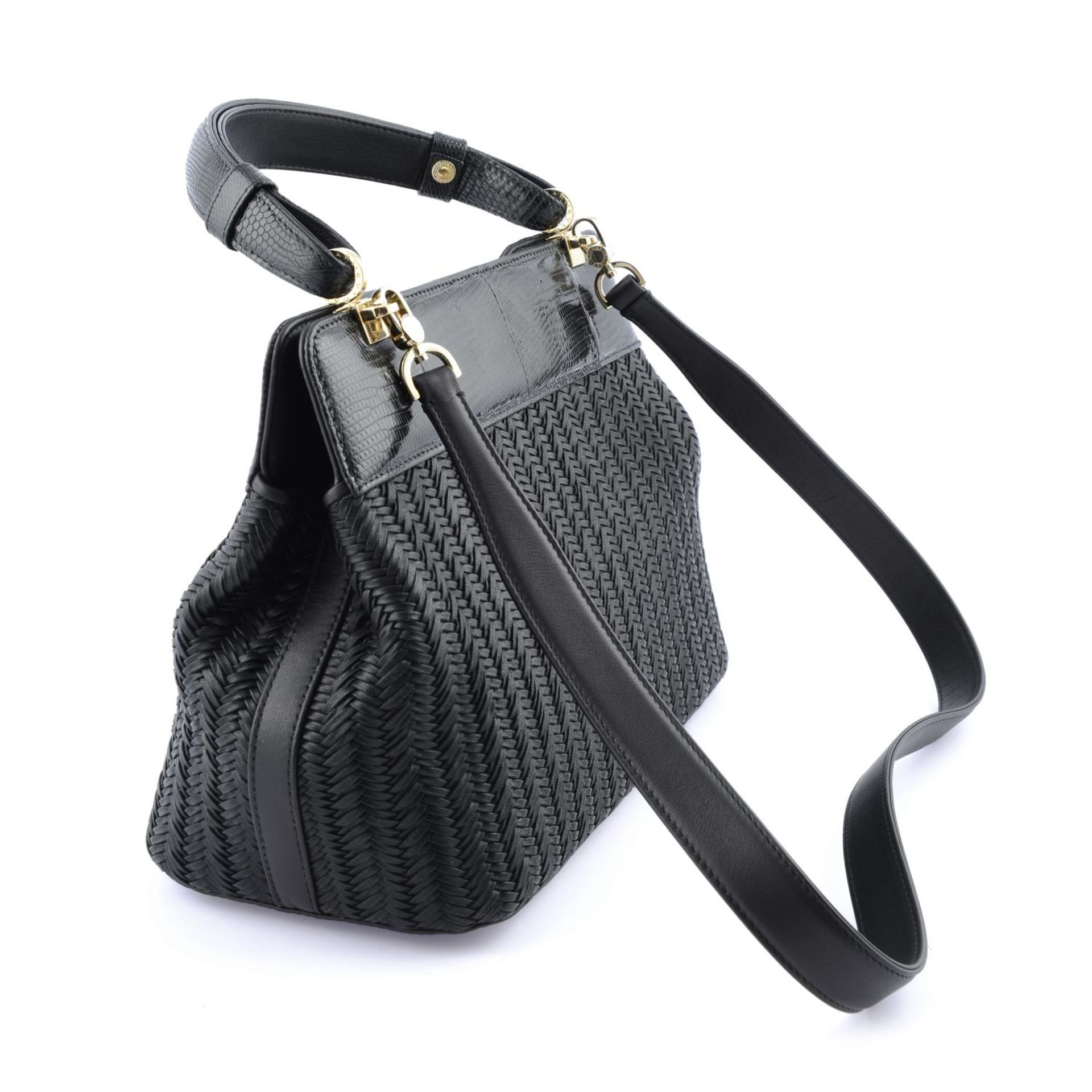 BULGARI - a woven leather Isabella Rossellini handbag. - Bild 3 aus 5