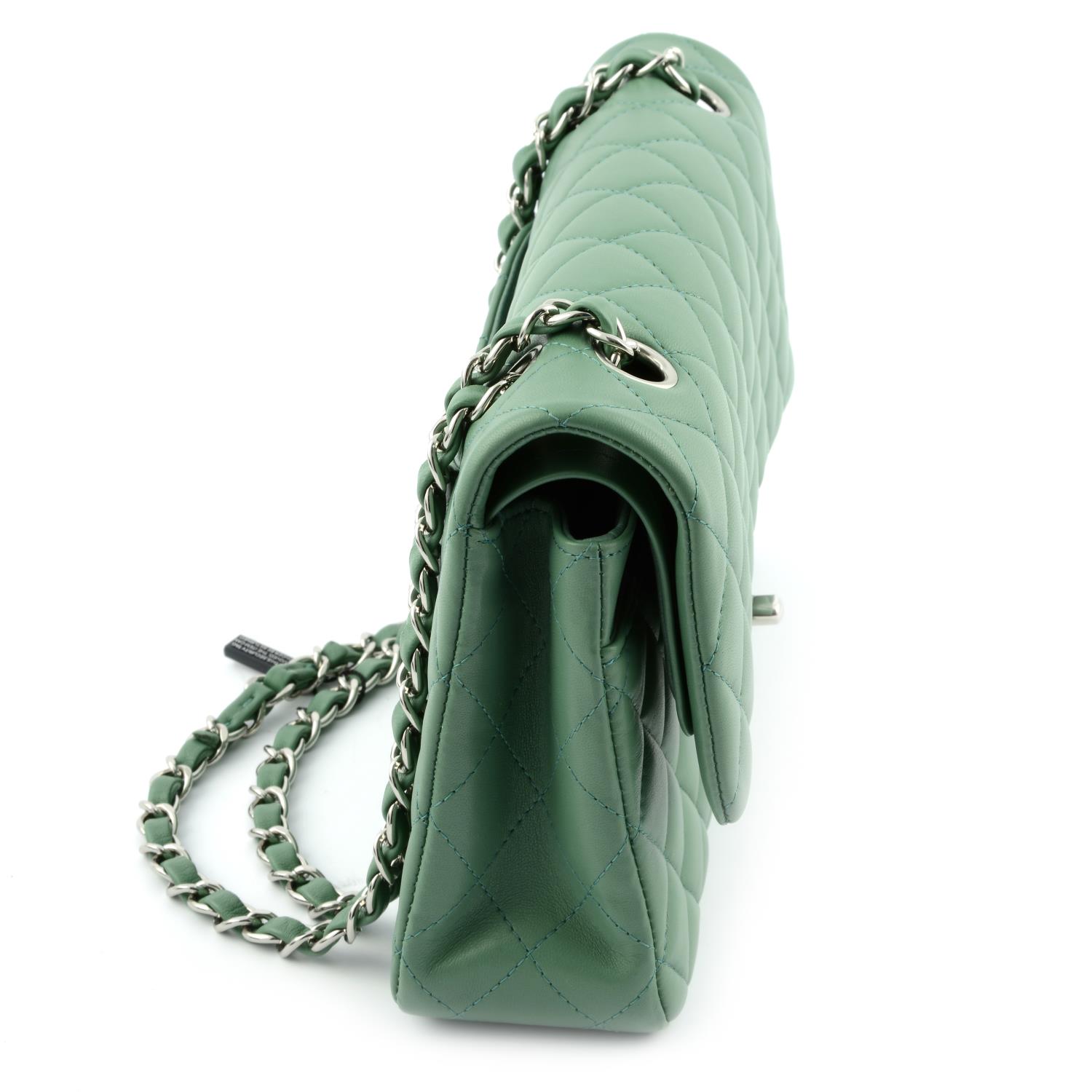 CHANEL - a green Medium Classic Double Flap handbag. - Image 4 of 7