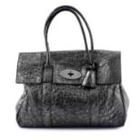 MULBERRY - a metallic ostrich embossed Bayswater handbag.