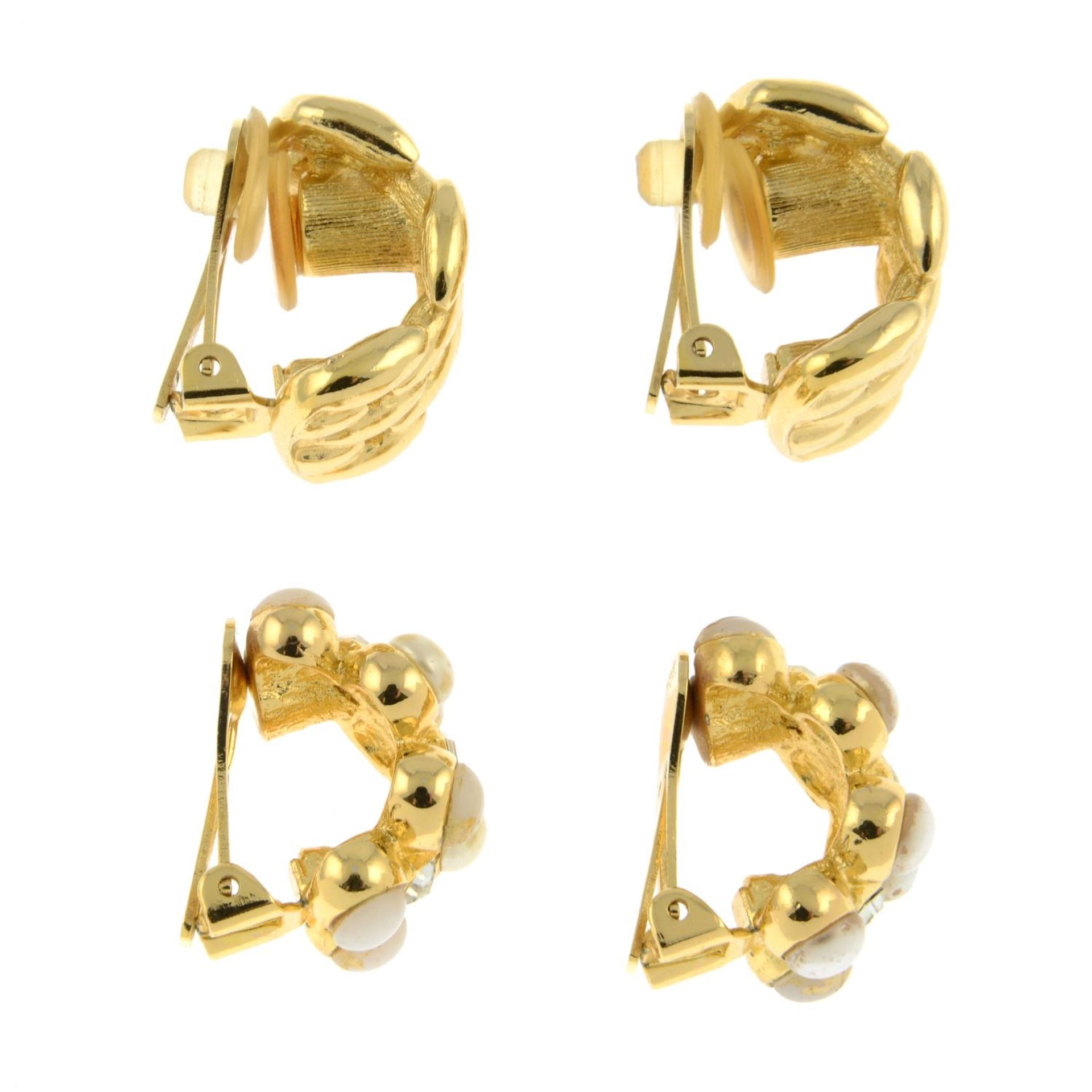 CHRISTIAN DIOR - two pairs of half-hoop clip-on earrings. - Image 3 of 3
