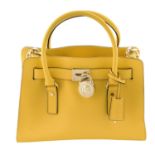 MICHAEL KORS - a yellow Saffiano leather Hamilton handbag.