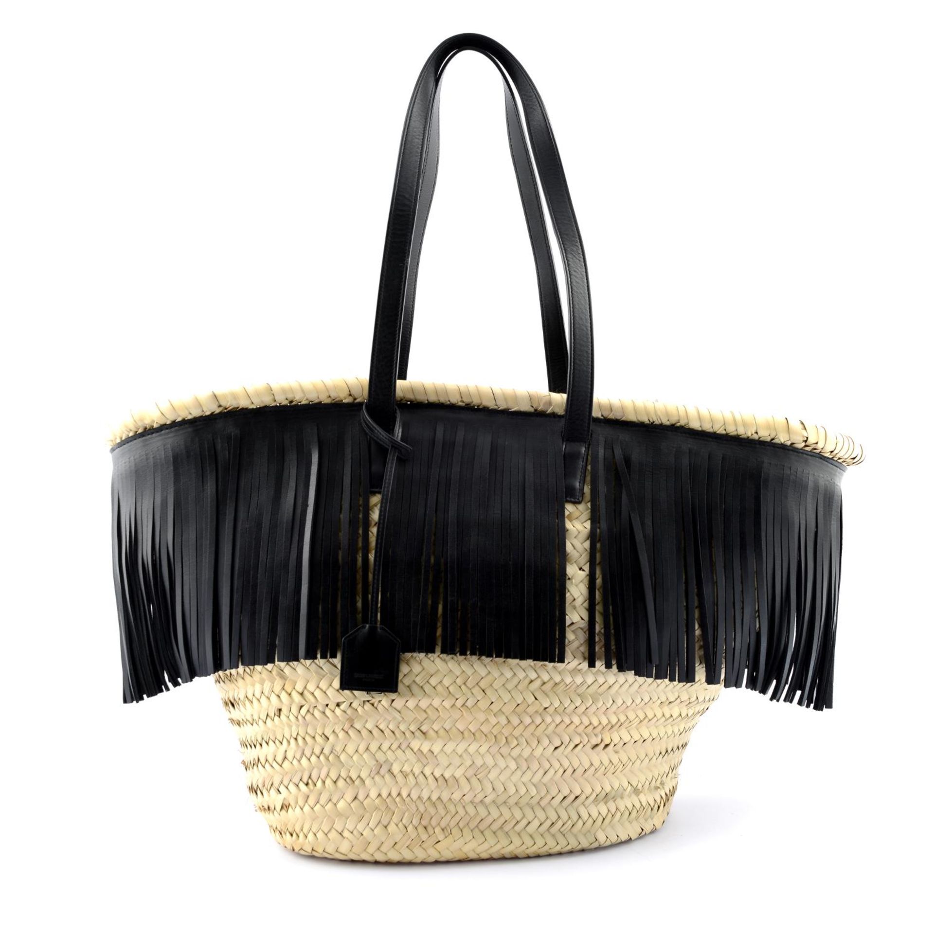YVES SAINT LAURENT - a large woven Raffia Panier Basket handbag.