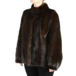 A dark ranch mink jacket.