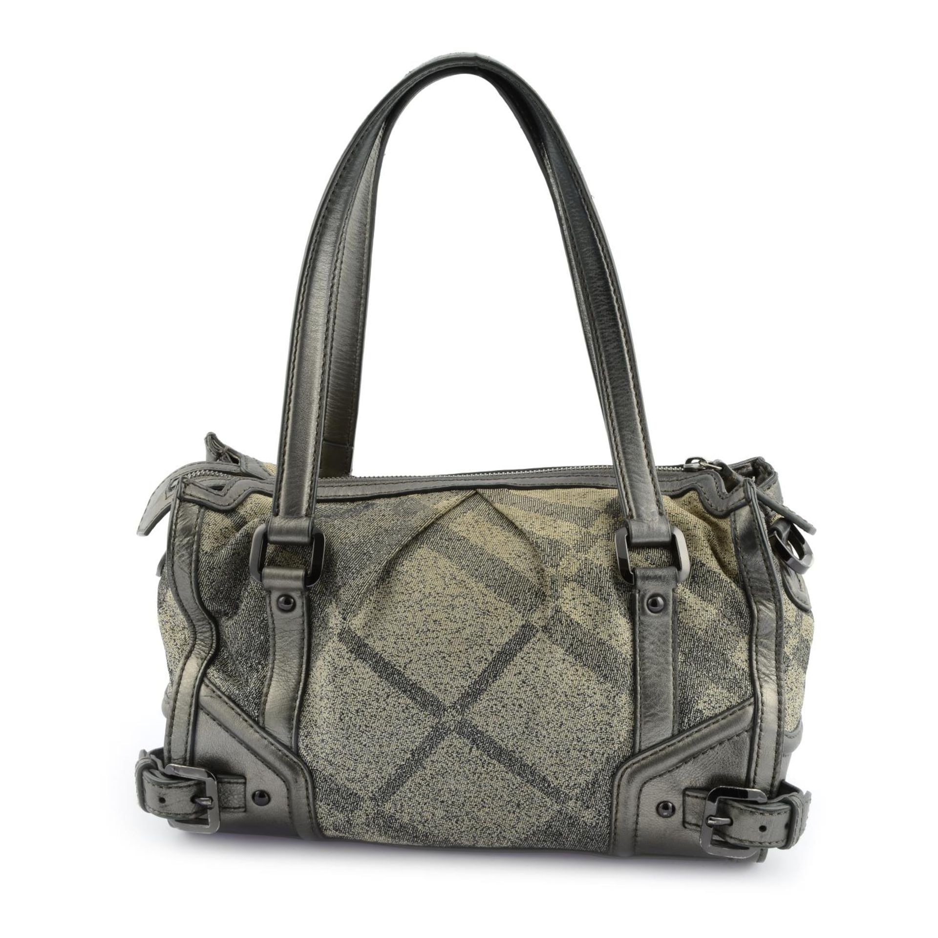 BURBERRY - a metallic canvas handbag.