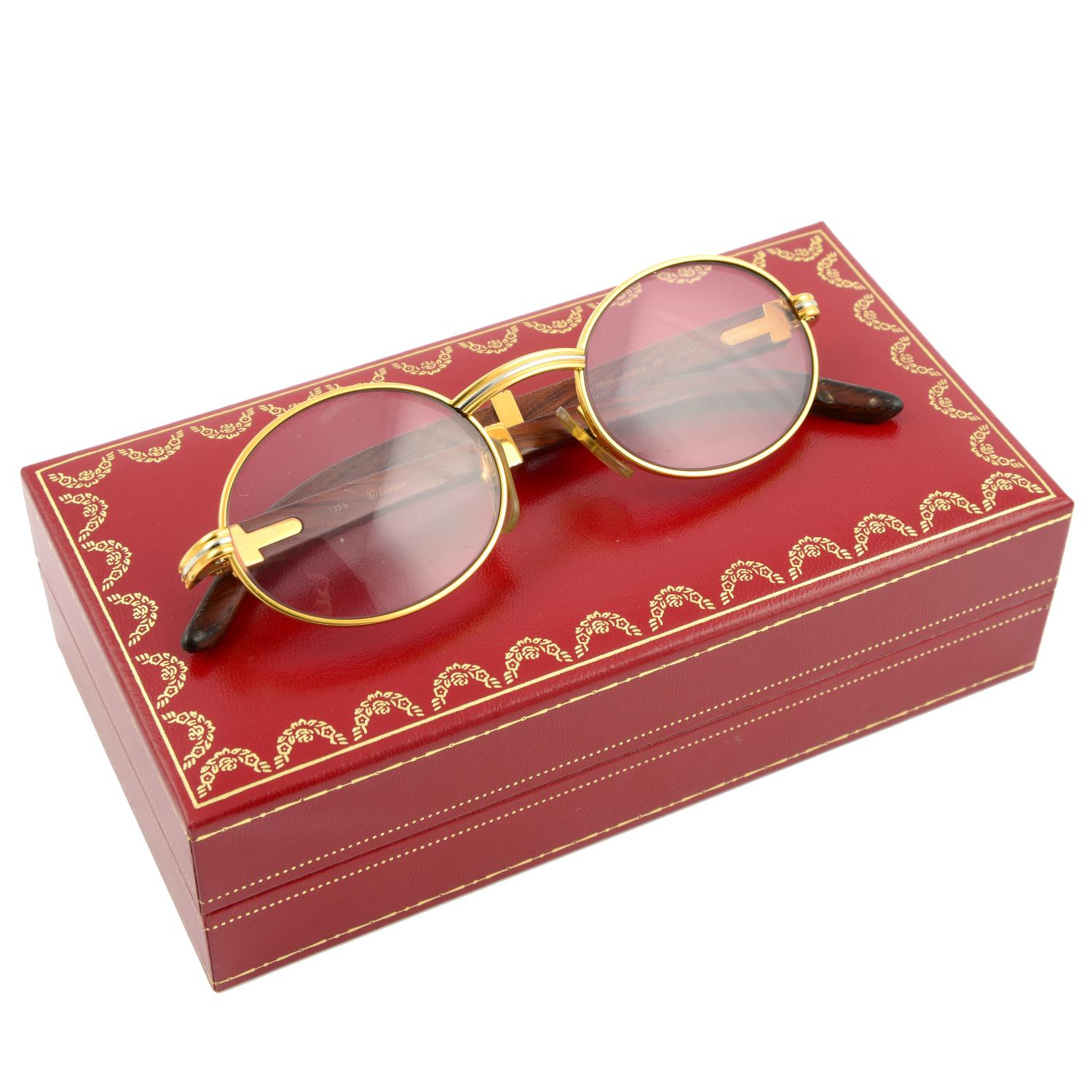 CARTIER - a pair of gold-plated prescription glasses. - Image 4 of 4