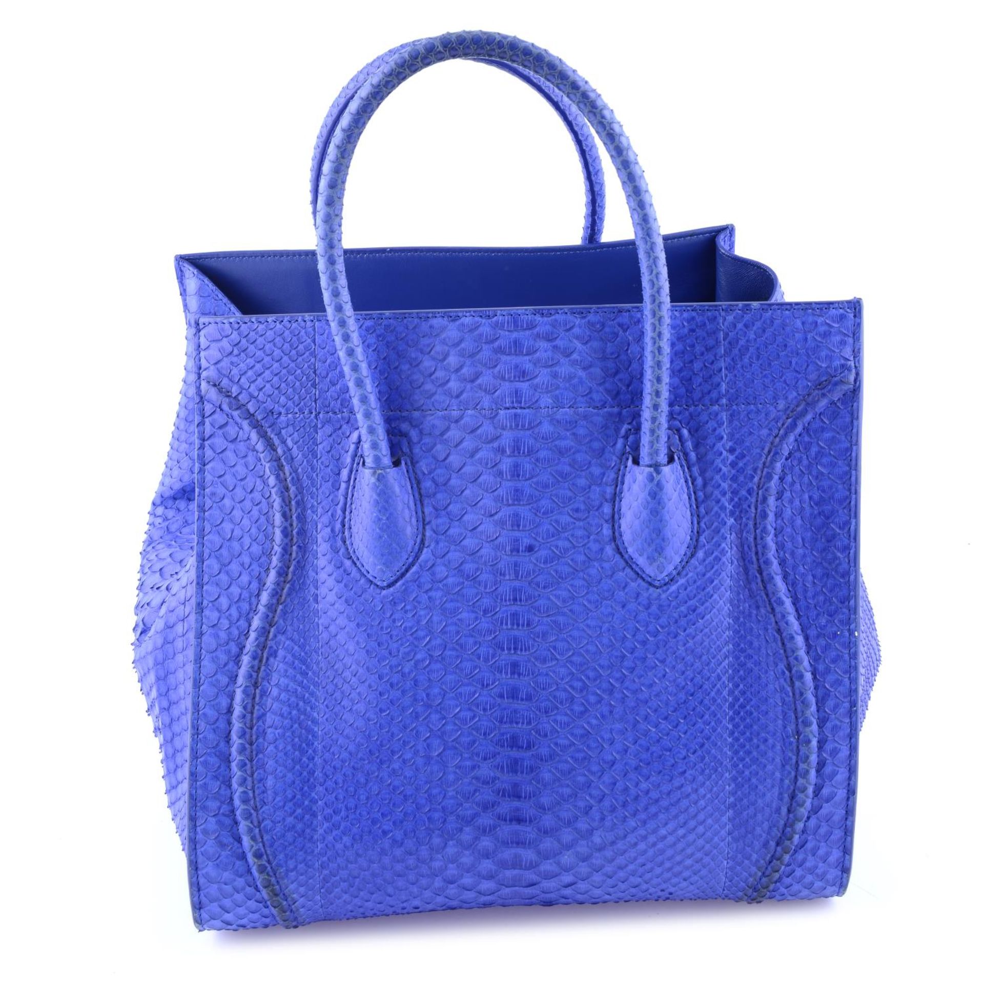 CÉLINE - a blue python skin Phantom handbag. - Image 2 of 9