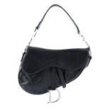 CHRISTIAN DIOR - a black leather saddle handbag.