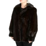 A dark ranch mink jacket.