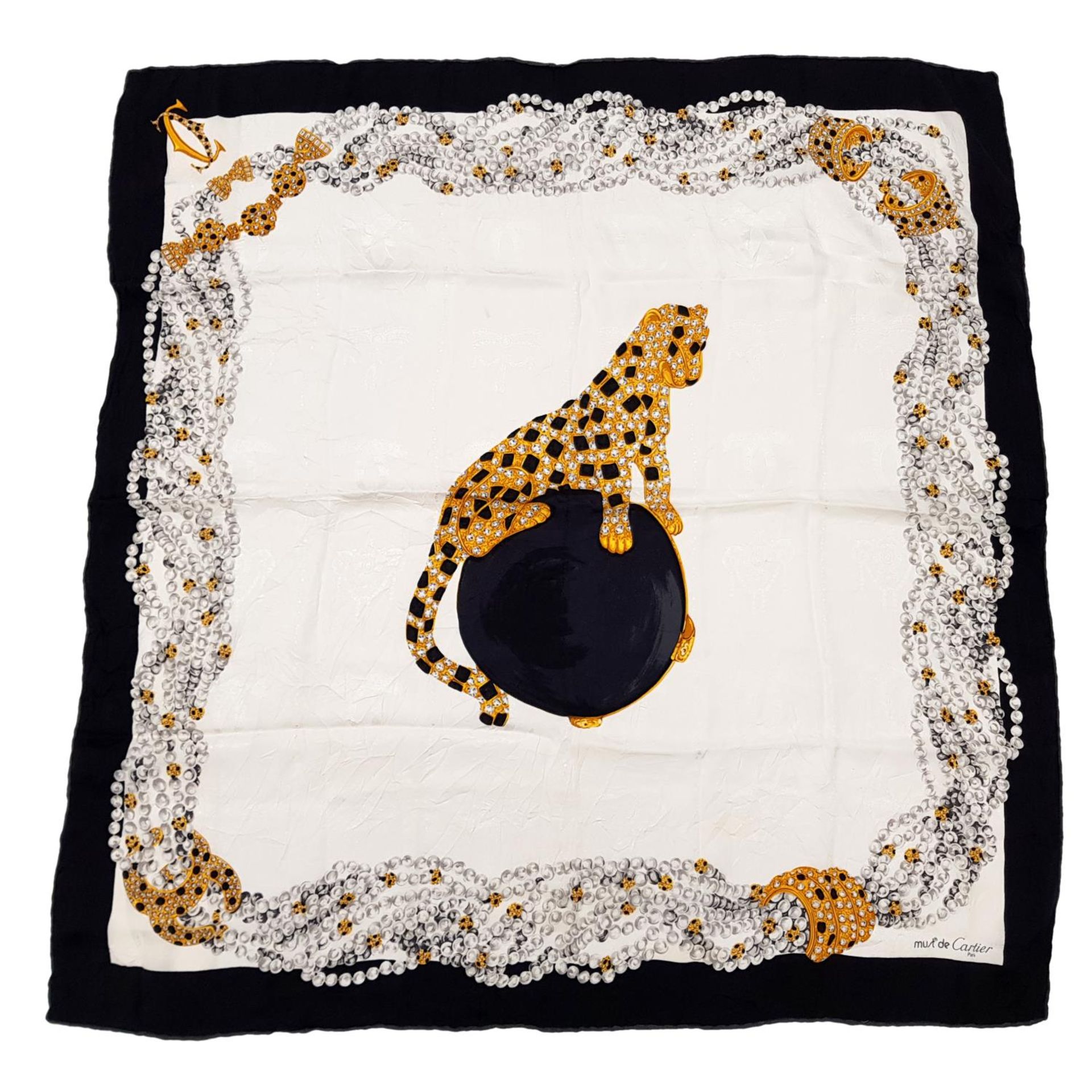 CARTIER - a Must De Cartier Le Panthere Royal silk scarf.