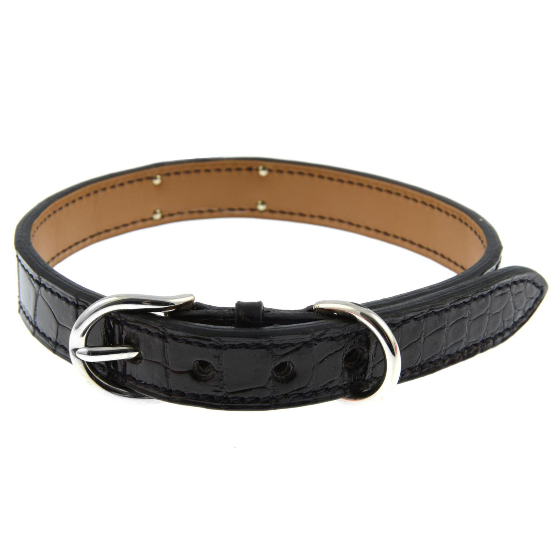 HERMÈS - a Porosus Crocodile Kelly Lock pet collar. - Image 2 of 4