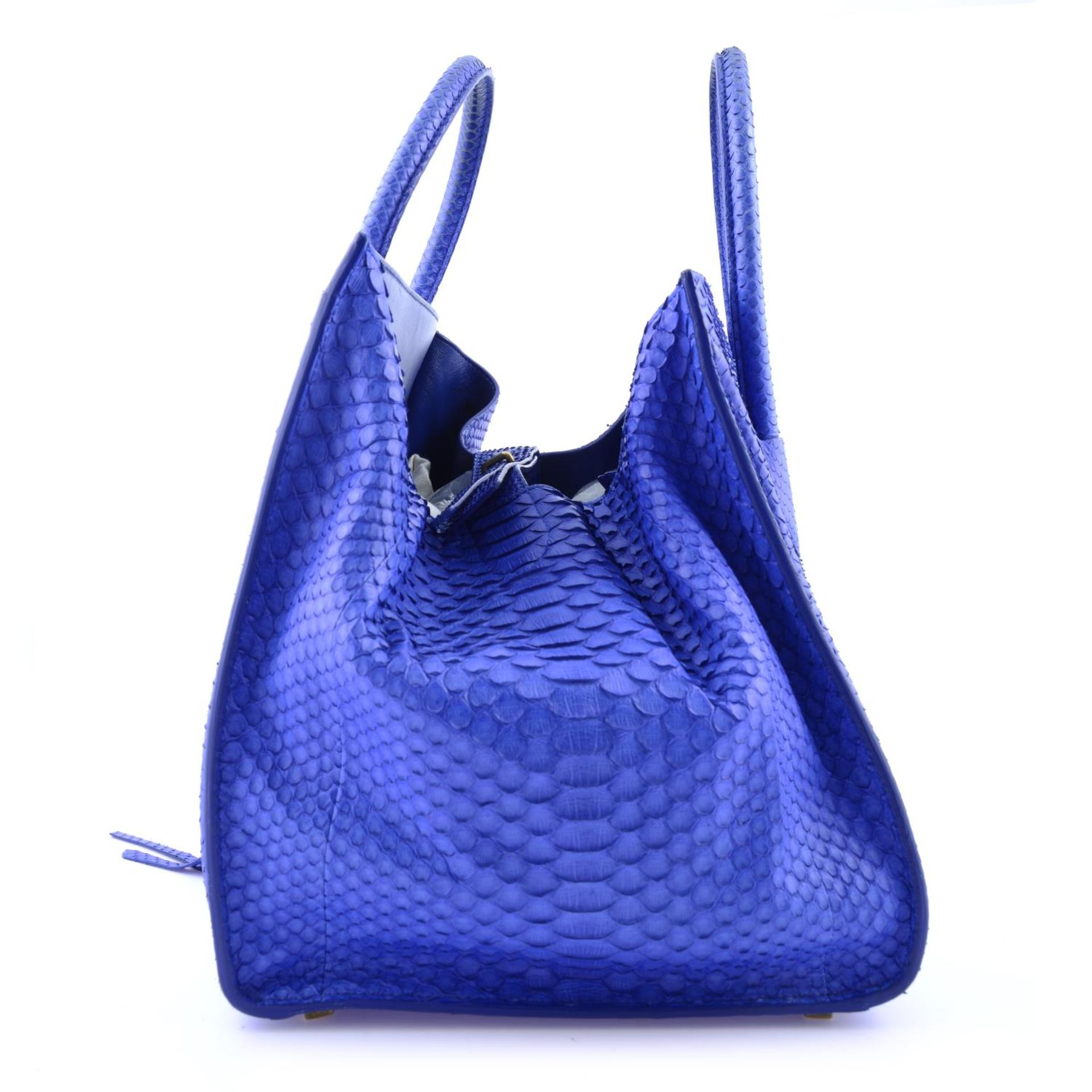CÉLINE - a blue python skin Phantom handbag. - Image 3 of 9