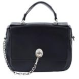 AQUASCUTUM - a black leather satchel.