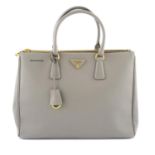 PRADA - a grey Saffiano Galleria handbag.