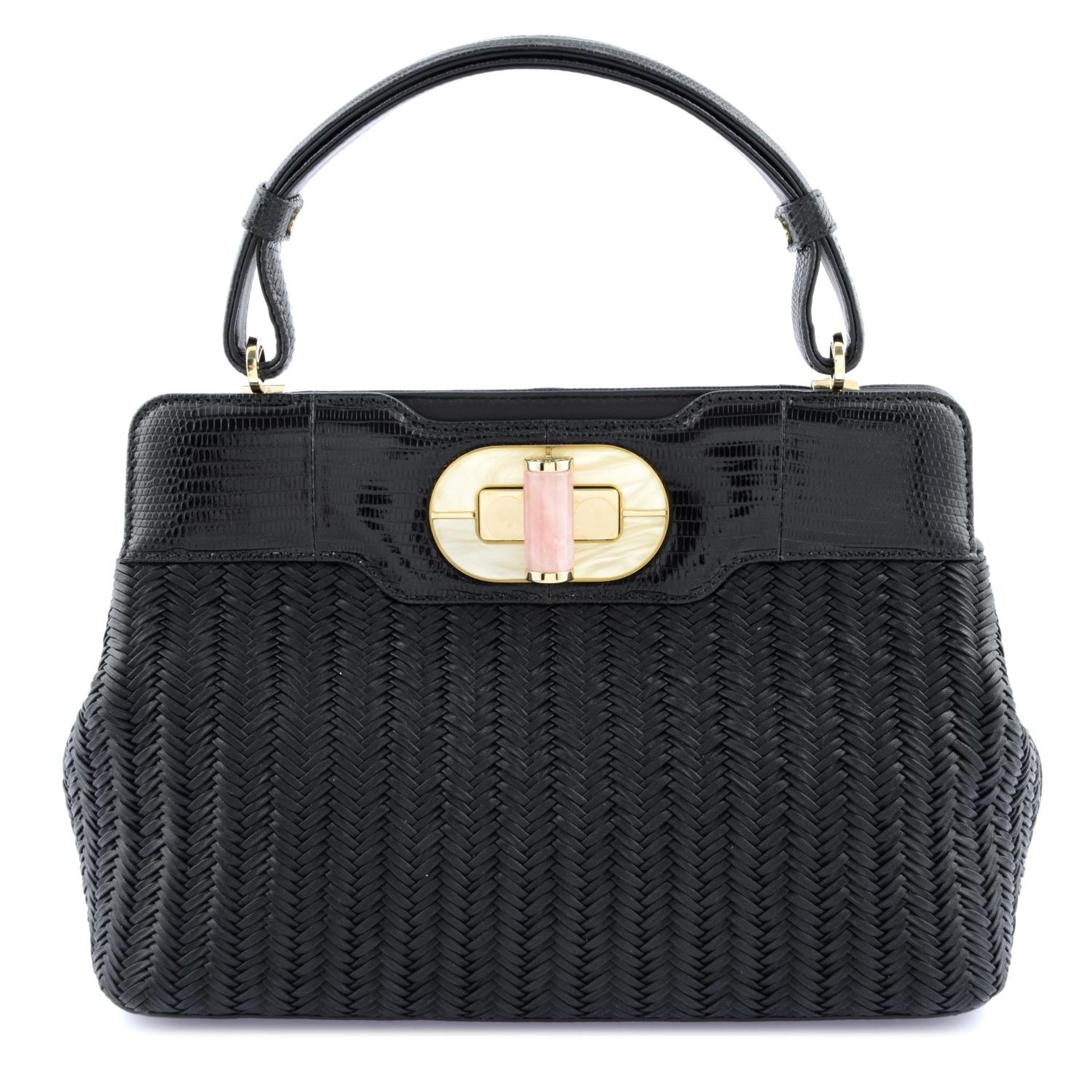 BULGARI - a woven leather Isabella Rossellini handbag.