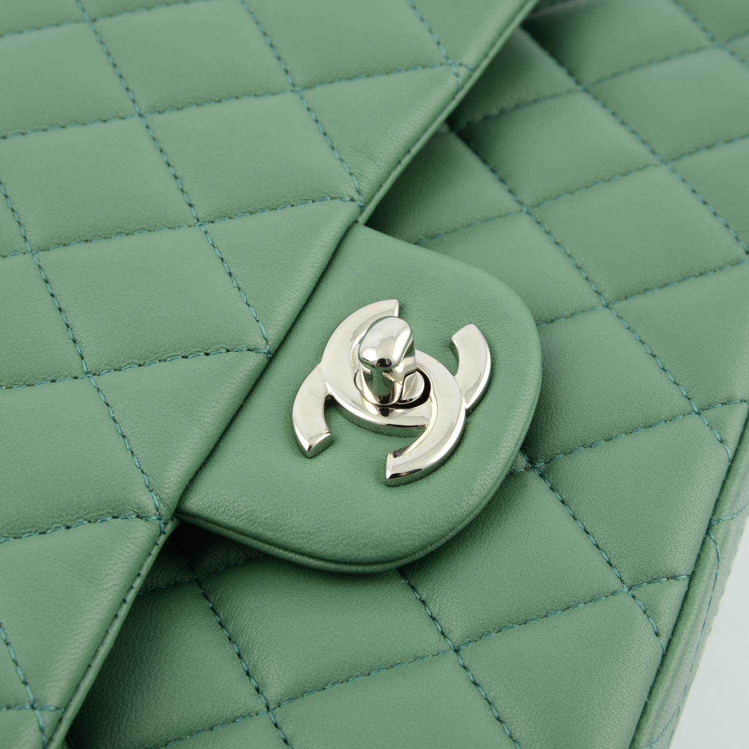 CHANEL - a green Medium Classic Double Flap handbag. - Image 6 of 7