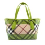 BURBERRY - a coated canvas shopping tote.