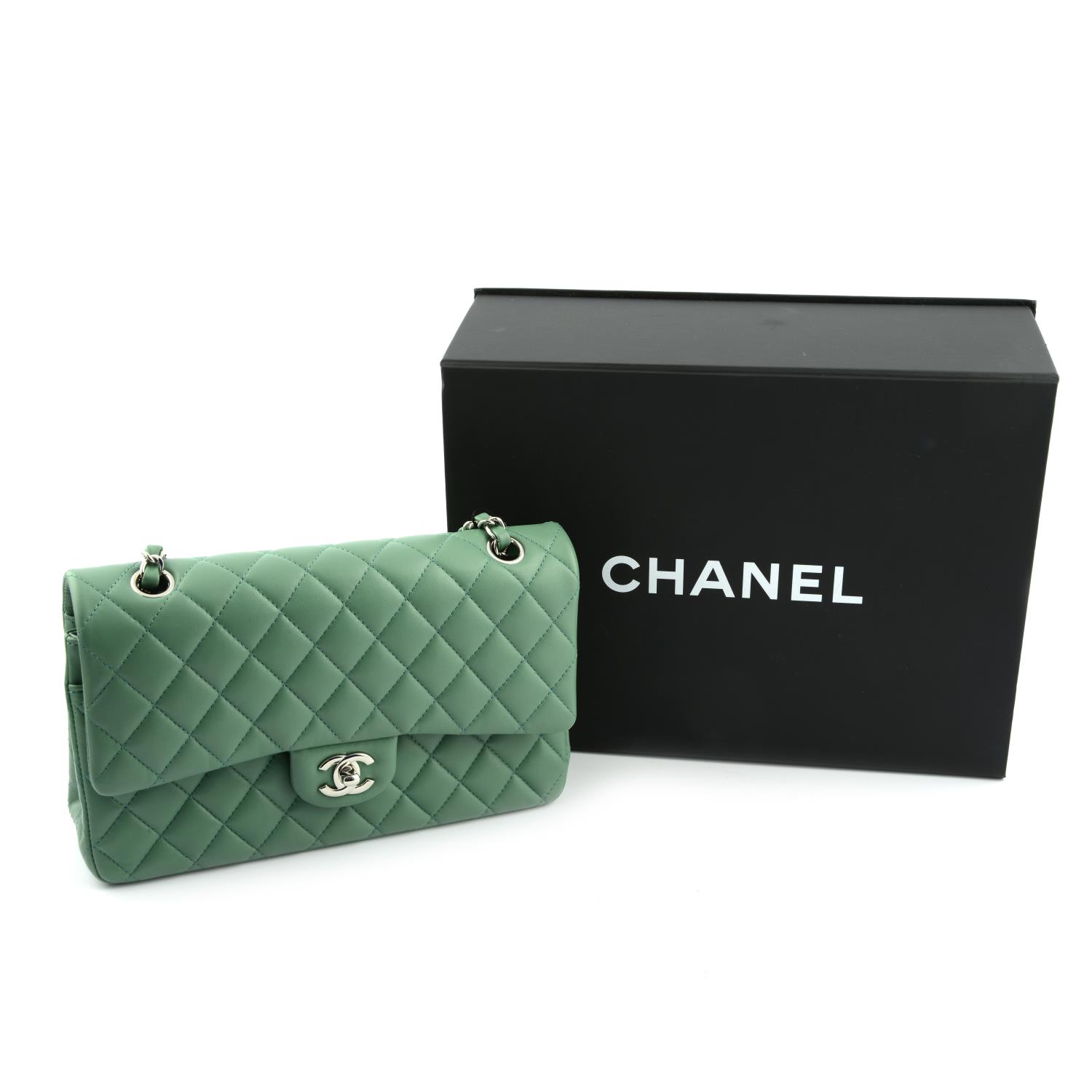 CHANEL - a green Medium Classic Double Flap handbag. - Image 7 of 7