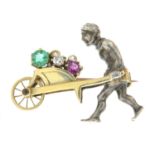 An early to mid 20th century silver and gold novelty brooch,