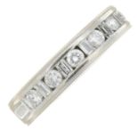 A vari-cut diamond half eternity ring.Estimated total diamond weight 1ct,