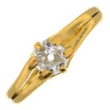 An early 20th century old-cut diamond single stone ring.Estimated total diamond weight 0.30ct,