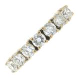 An 18ct gold brilliant-cut diamond seven-stone ring.Estimated total diamond weight 1.40cts,